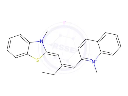 Chemical structure of Quinolinium, 1-methyl-2-(2-((3-methyl-2(3H)-benzothiazolylidene)methyl)-1-butenyl)-, iodide