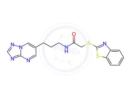Chemical structure of N-(3-([1,2,4]Triazolo[1,5-a]pyrimidin-6-yl)propyl)-2-(benzo[d]thiazol-2-ylthio)acetamide