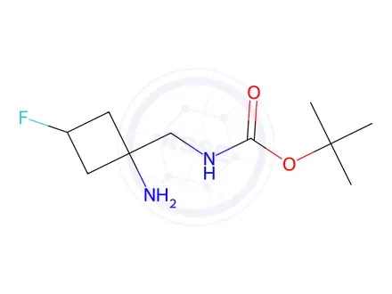 Chemical structure of Tert-butyl ((1-amino-3-fluorocyclobutyl)methyl)carbamate