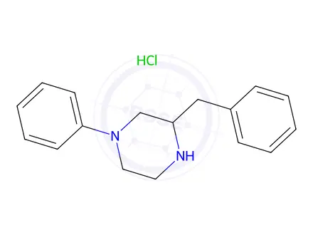 Chemical structure of 3-Benzyl-1-phenylpiperazine hydrochloride
