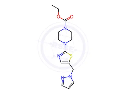 Chemical structure of Ethyl 4-{5-[(1H-pyrazol-1-yl)methyl]-1,3-thiazol-2-yl}piperazine-1-carboxylate