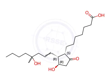 Chemical structure of 7-((1R,2R,3R)-3-Hydroxy-2-((E)-4-hydroxy-4-methyloct-1-en-1-yl)-5-oxocyclopentyl)heptanoic Acid