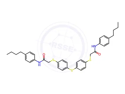 Chemical structure of N-(4-Butylphenyl)-2-[(4-{[4-({[(4-butylphenyl)carbamoyl]methyl}sulfanyl)phenyl]sulfanyl}phenyl)sulfanyl]acetamide