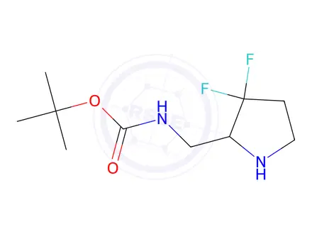 Chemical structure of Tert-butyl ((3,3-difluoropyrrolidin-2-yl)methyl)carbamate