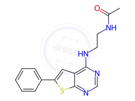 Chemical structure of N-(2-((6-Phenylthieno[2,3-d]pyrimidin-4-yl)amino)ethyl)acetamide