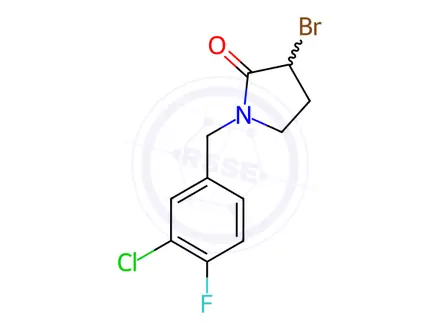 Chemical structure of 3-Bromo-1-(3-chloro-4-fluorobenzyl)pyrrolidin-2-one