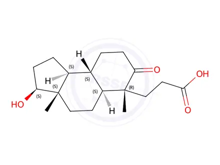 Chemical structure of (3S,3aS,5aS,6R,9aS,9bS)-Dodecahydro-3-hydroxy-3a,6-dimethyl-7-oxo-1H-benz[e]indene-6-propanoic Acid