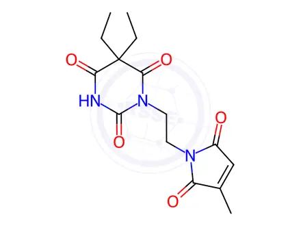 Chemical structure of 1-[2-(2,5-Dihydro-3-methyl-2,5-dioxo-1H-pyrrol-1-yl)ethyl]-5,5-diethylbarbituric acid