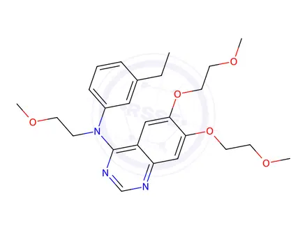 Chemical structure of 6,7-Bis(2-Methoxyethoxy)-N-(3-ethylphenyl)-N-(2-methoxyethyl)quinazolin-4-amine