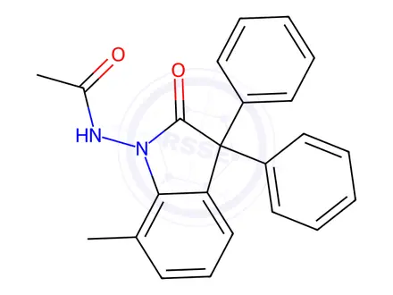 Chemical structure of N-(7-Methyl-2-oxo-3,3-diphenylindolin-1-yl)acetamide