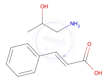 Chemical structure of cinnamic acid, compound with 1-aminopropan-2-ol (1:1)