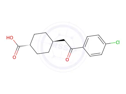Chemical structure of trans-4-(2-(4-Chlorophenyl)-2-oxoethyl)cyclohexanecarboxylic acid