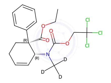 Chemical structure of N-(2,2,2-Trichloroethoxy)carbonyl] Nortilidine-d3