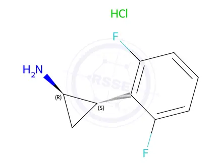 Chemical structure of rel-(1R,2S)-2-(2,6-Difluorophenyl)cyclopropan-1-amine Hydrochloride