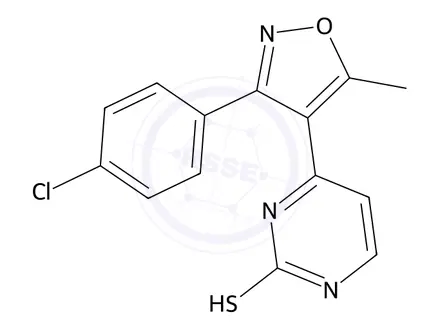 Chemical structure of 4-(3-(4-Chlorophenyl)-5-methylisoxazol-4-yl)pyrimidine-2-thiol