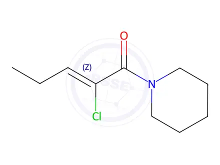 Chemical structure of Piperidine, 1-(2-chloro-1-oxo-2-pentenyl)-, (Z)-(9CI)