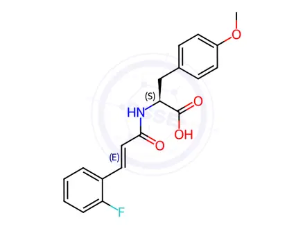 Chemical structure of (S,E)-2-(3-(2-fluorophenyl)acrylamido)-3-(4-methoxyphenyl)propanoic acid