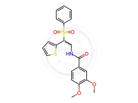 Chemical structure of N-[2-(benzenesulfonyl)-2-thiophen-2-ylethyl]-3,4-dimethoxybenzamide