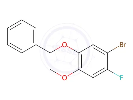 Chemical structure of Benzene, 1-bromo-2-fluoro-4-methoxy-5-(phenylmethoxy)-