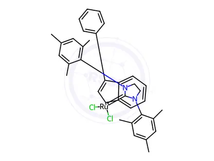 Chemical structure of (SP-5-41)-[1,3-Bis(2,4,6-trimethylphenyl)-2-imidazolidinylidene]dichloro(3-phenyl-1H-inden-1-ylidene)(tricyclohexylphosphine)ruthenium