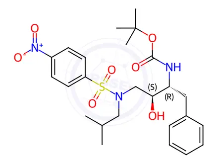 Chemical structure of N-[(1R,2S)-2-Hydroxy-3-[(2-methylpropyl)[(4-nitrophenyl)sulfonyl]amino]-1-(phenylmethyl)propyl]carbamic Acid 1,1-Dimethylethyl Ester
