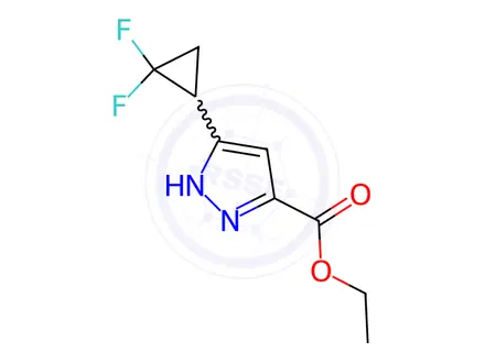 Chemical structure of Ethyl 5-(2,2-difluorocyclopropyl)-1H-pyrazole-3-carboxylate