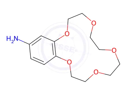 Chemical structure of 2,3,5,6,8,9,11,12-Octahydrobenzo[b][1,4,7,10,13]pentaoxacyclopentadecin-15-amine