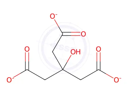 Chemical structure of trisodium 3-(carboxylatomethyl)-3-hydroxypentanedioate
