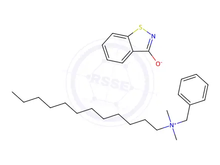 Chemical structure of benzyldodecyldimethylammonium, salt with 1,2-benzisothiazol-3(2H)-one (1:1)