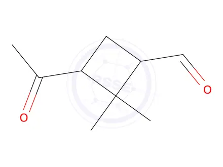 Chemical structure of Cyclobutanecarboxaldehyde, 3-acetyl-2,2-dimethyl-(9CI)