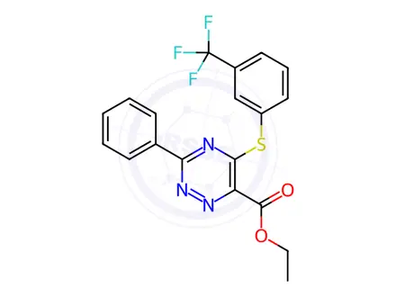 Chemical structure of Ethyl 3-phenyl-5-{[3-(trifluoromethyl)phenyl]sulfanyl}-1,2,4-triazine-6-carboxylate