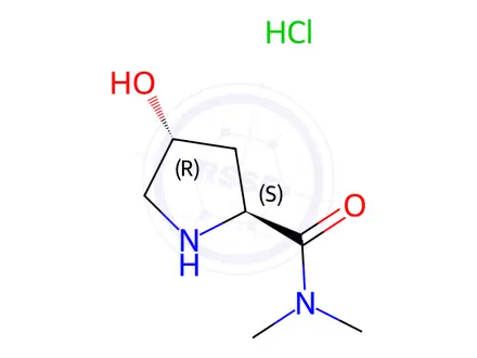 Chemical structure of (2S,4R)-4-Hydroxy-N,N-dimethylpyrrolidine-2-carboxamide Hydrochloride
