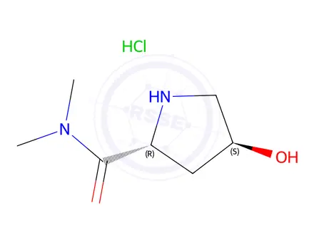 Chemical structure of (2R,4S)-4-hydroxy-N,N-dimethylpyrrolidine-2-carb oxamide hydrochloride
