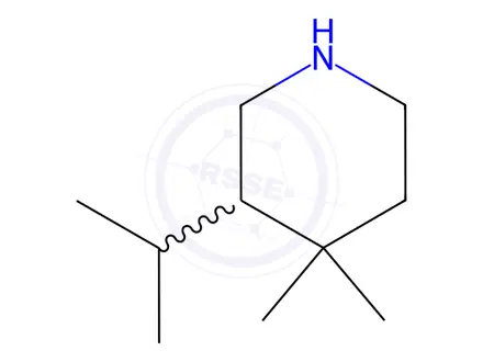 Chemical structure of Piperidine, 4,4-dimethyl-3-(1-methylethyl)-(9CI)