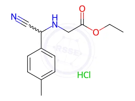 Chemical structure of Ethyl 2-[[cyano(p-tolyl)methyl]amino]acetate hydrochloride