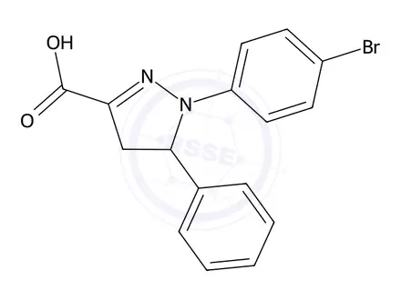 Chemical structure of 1-(4-Bromophenyl)-5-phenyl-4,5-dihydro-1h-pyrazole-3-carboxylic acid
