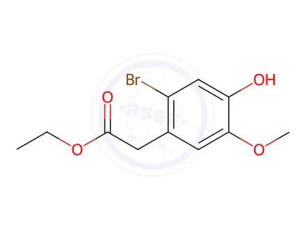Chemical structure of ethyl 2-(2-bromo-4-hydroxy-5-methoxyphenyl)acetate