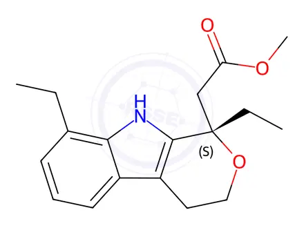 Chemical structure of (S)-Methyl 2-(1,8-diethyl-1,3,4,9-tetrahydropyrano[3,4-b]indol-1-yl)acetate
