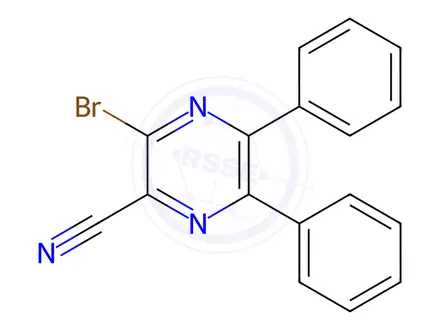 Chemical structure of 3-BroMo-5,6-diphenylpyrazine-2-carbonitrile