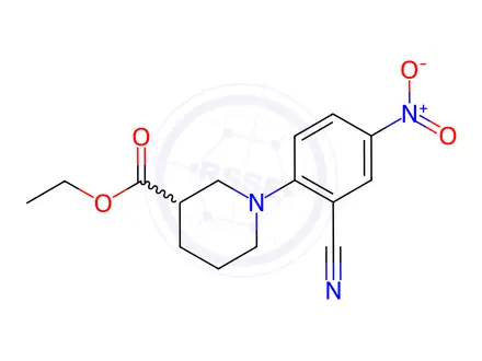 Chemical structure of ethyl 1-(2-cyano-4-nitrophenyl)piperidine-3-carboxylate