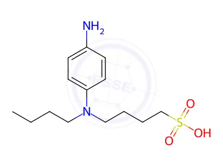 Chemical structure of 4-[(4-aminophenyl)butylamino]butane-1-sulphonic acid