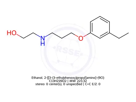 Chemical structure of Ethanol, 2-[[3-(3-ethylphenoxy)propyl]amino]-(9CI)