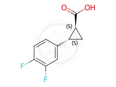 Chemical structure of (1S,2S)-2-(3,4-difluorophenyl)cyclopropanecarboxylic acid