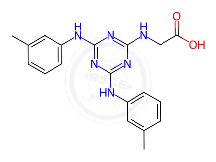 Chemical structure of Glycine, N-[4,6-bis[(3-methylphenyl)amino]-1,3,5-triazin-2-yl]-