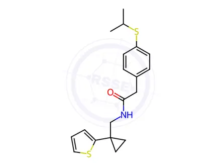 Chemical structure of 2-(4-(Isopropylthio)phenyl)-N-((1-(thiophen-2-yl)cyclopropyl)methyl)acetamide