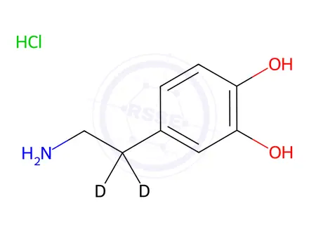 Chemical structure of 4-(2-Aminoethyl-1,1-d2)benzene-1,2-diol hydrochloride