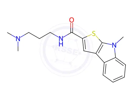 Chemical structure of N-[3-(Dimethylamino)propyl]-8-methyl-8H-thieno[2,3-b]indole-2-carboxamide