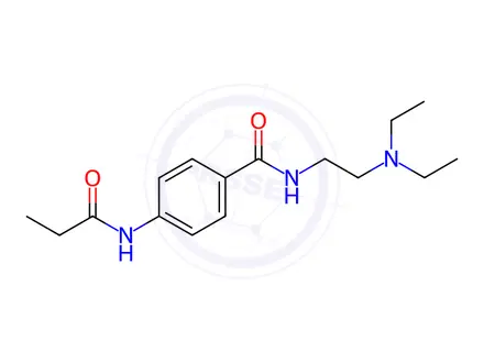 Chemical structure of N-[2-(Diethylamino)ethyl]-4-[(1-oxopropyl)amino]benzamide