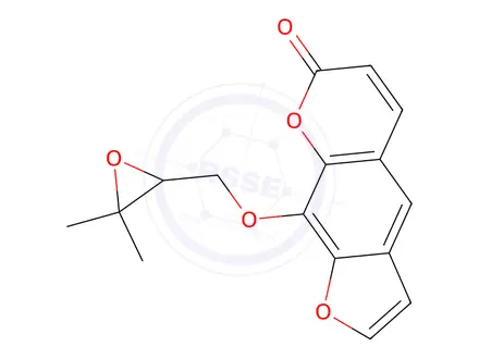 Chemical structure of 9-[(3,3-Dimethyl-2-oxiranyl)methoxy]-7H-furo[3,2-g][1]benzopyran-7-one