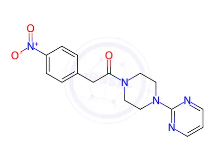 Chemical structure of 2-(4-nitrophenyl)-1-(4-(pyrimidin-2-yl)piperazin-1-yl)ethanone